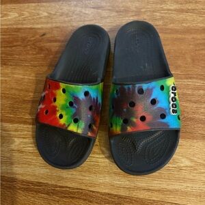 CROCS Kids Colorful Tie-Dye Slide Sandals
